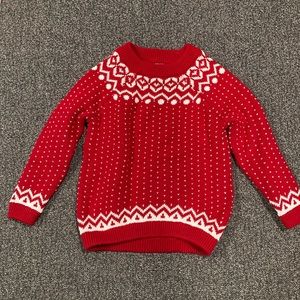 Cotton Red and White Toddler Ski Sweater